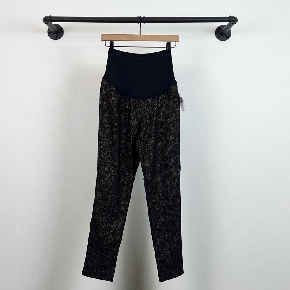 NWT Old Navy Maternity Full Panel Pixie Skinny Pants Black/Gold - Picture 3 of 7